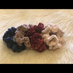 Handcrafted Crochet Velvet Hair Scrunchies